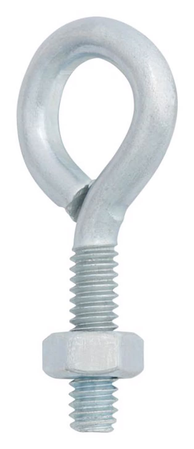 Hampton 1/4 In. X 2 In. L Zinc-Plated Steel Eyebolt Nut Included