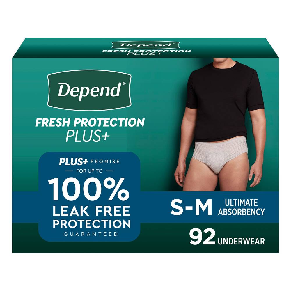 Depend Protection Plus for Men, Small/Medium, 92-count