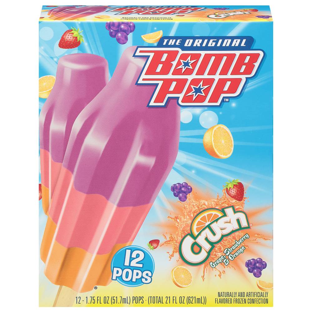 Bomb Pop Grape Strawberry & Orange Crush Ice Pops (21 fl oz, 12 ct)