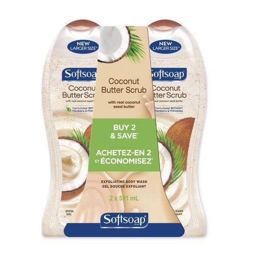 Softsoap Exfoliating Body Wash, Coconut Butter Scrub - 591 ml