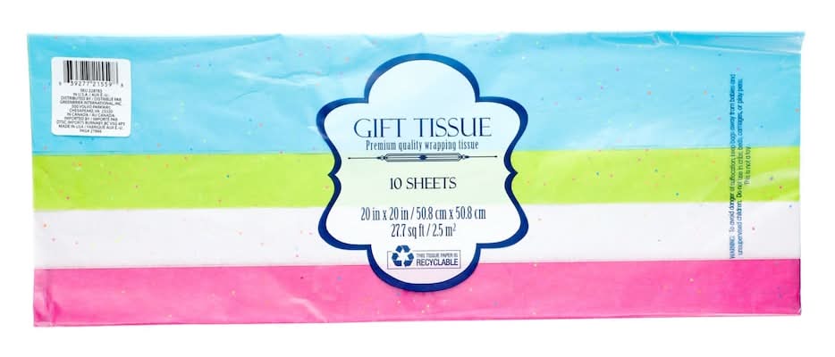 Voila Premium Quality Gift Wrapping Tissue Paper Sheets, 20x20 in, Assorted (10 ct)