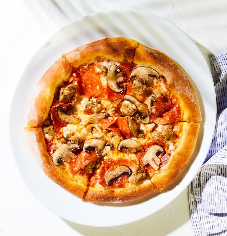 KIDS MUSHROOM PEPPERONI SAUSAGE PIZZA