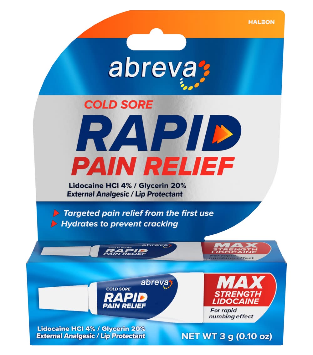 Abreva Cold Sore Treatment Rapid Pain Relief Cream (0.1 oz)