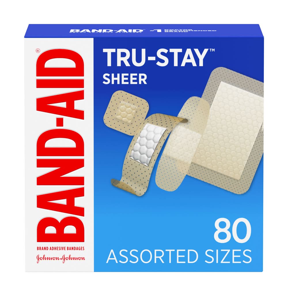 Band-Aid Tru-Stay Sheer Bandages, Assorted (80 ct)
