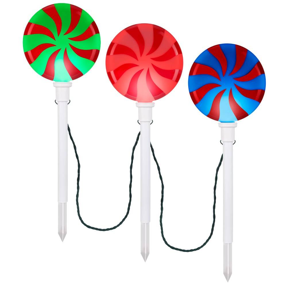 Gemmy Lightshow 3-Marker Multicolor Lollipop Christmas Pathway Markers | 882977