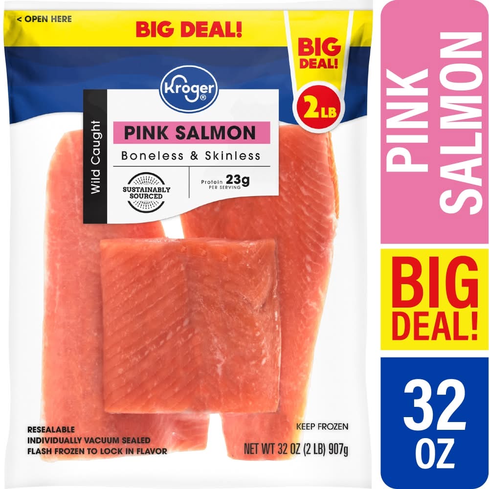 Kroger Wild Caught Boneless & Skinless Pink Salmon Fillets (32 oz)