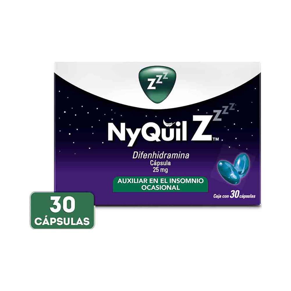 Vick nyquil z difenhidramina cápsulas 25 mg (30 un)