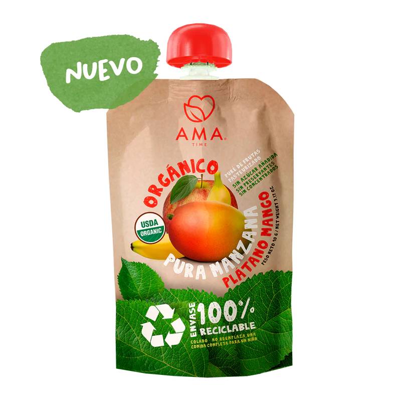 Ama puré sabor manzana-plátano-mango orgánico