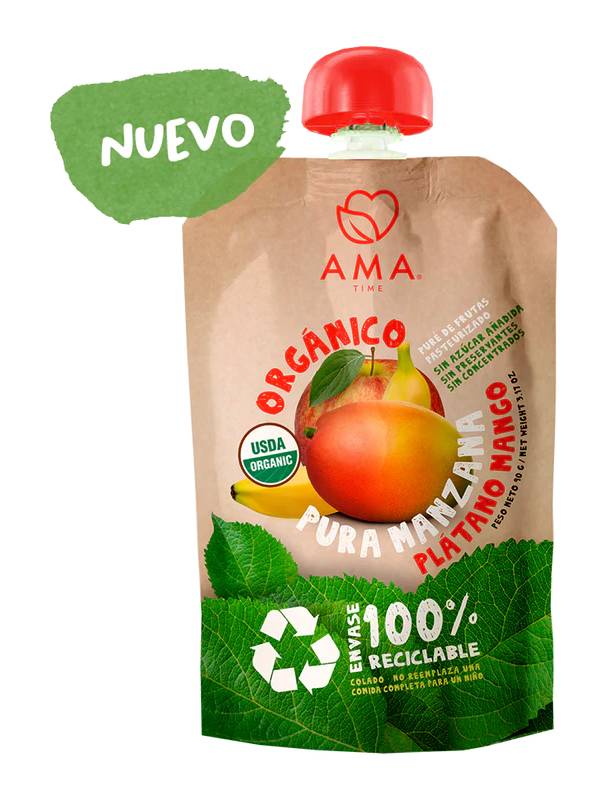 Ama · Puré sabor manzana-plátano-mango orgánico (90 g)