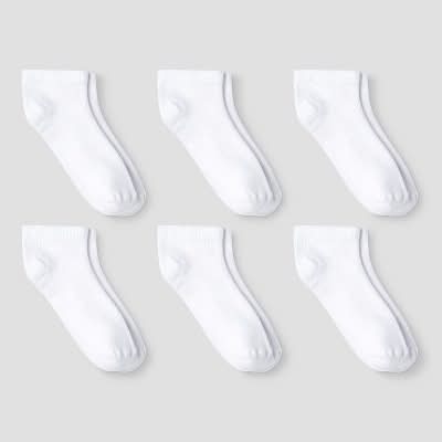 Cat & Jack Toddler Low Cut Socks, 2T-3T, White (6 pack)