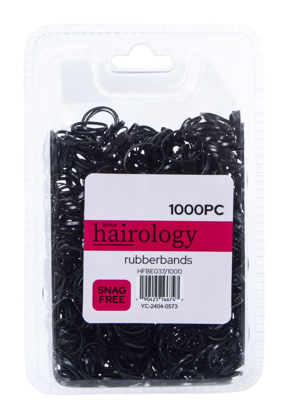 Snag-Free Black Rubber Bands 1000-Count