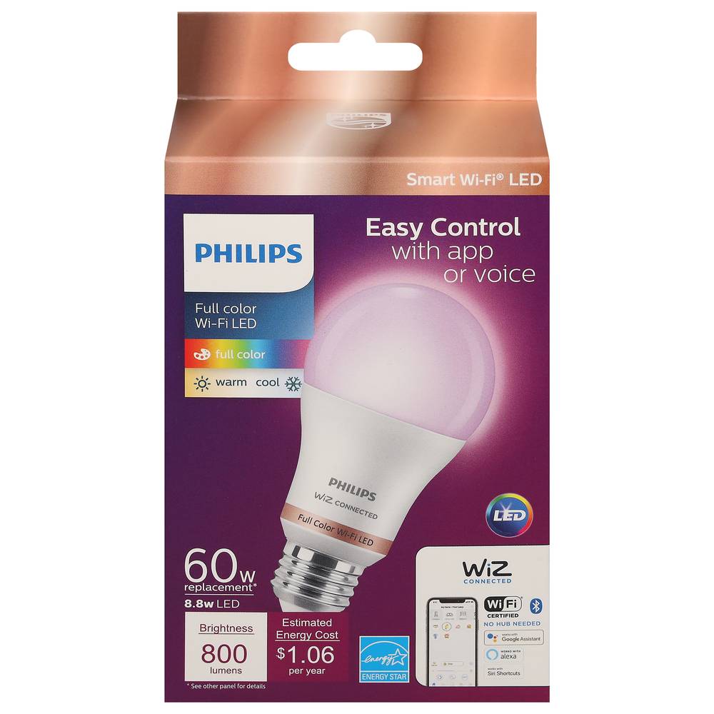 Philips Full Color Warm/Cool Wi-Fi Led Light Bulb 60 Watts