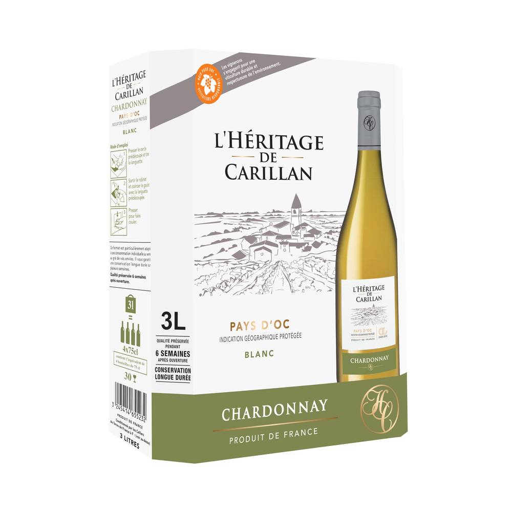 L'héritage de Carillan - L'heritage de carillan - vin blanc de pays d'oc chardonnay (4 pièces ,750 ml)