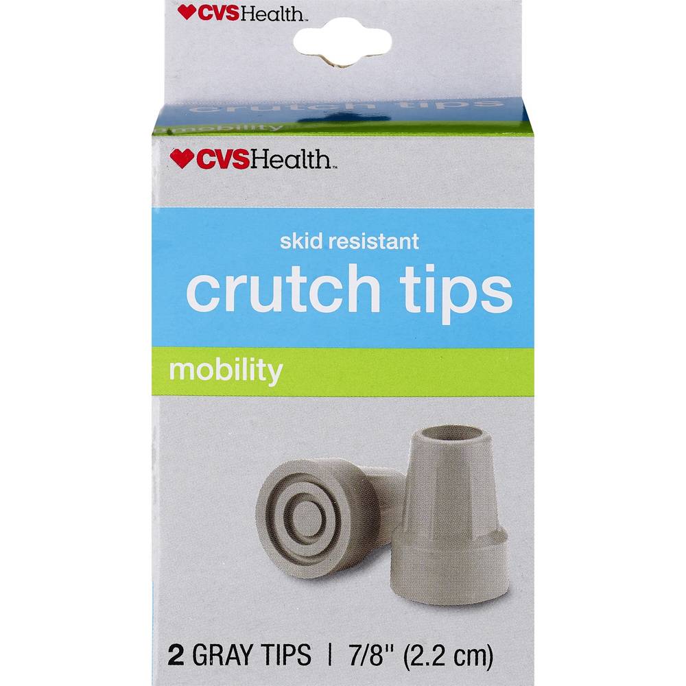 Cvs Health Crutch Tips, Gray, 7/8", 2 Ct