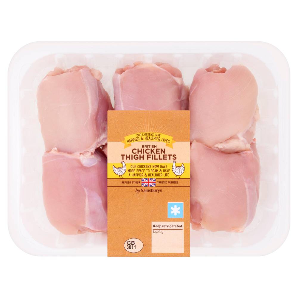 Sainsbury's British Fresh Chicken Thigh Fillets Skinless & Boneless 640g