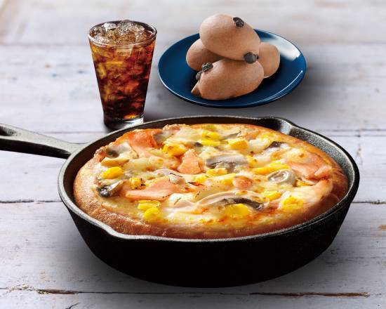 燻雞絲蘑菇比薩獨享餐 Smoked House Chicken and Mushroom Pizza Exclusive Meal【Personal Combo】