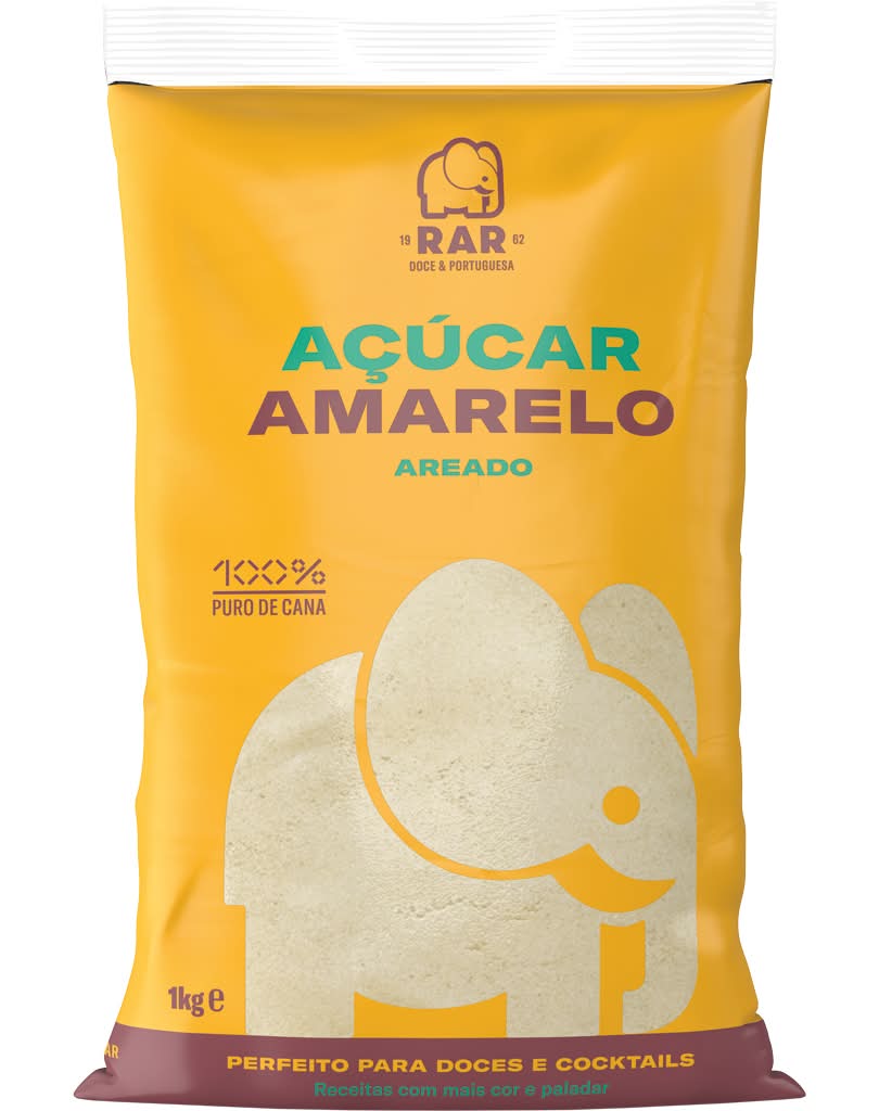 Rar - Açúcar areado amarelo, embalagem de 1kg