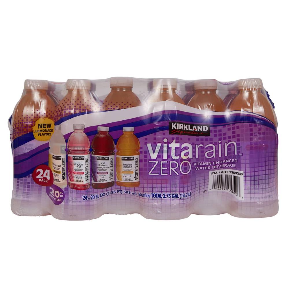 Kirkland Signature Vitarain Zero Enhanced Water (24 pack, 20 fl oz) (lemonade )
