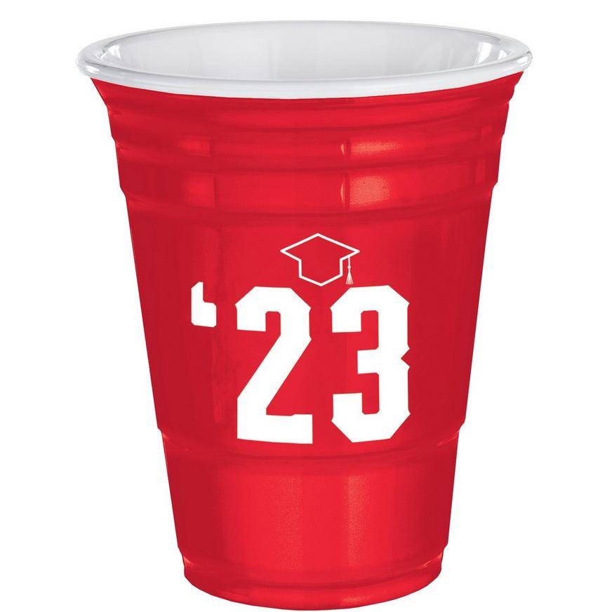 Red Class of 2023 Graduation Plastic Party Cup, 32oz