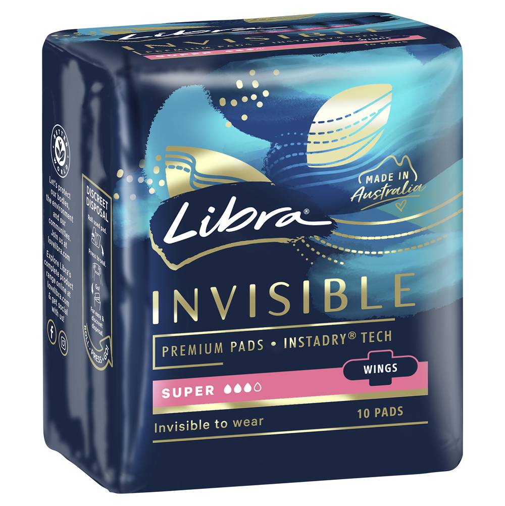 Libra Invisible Pads Super With Wings (10 pack)