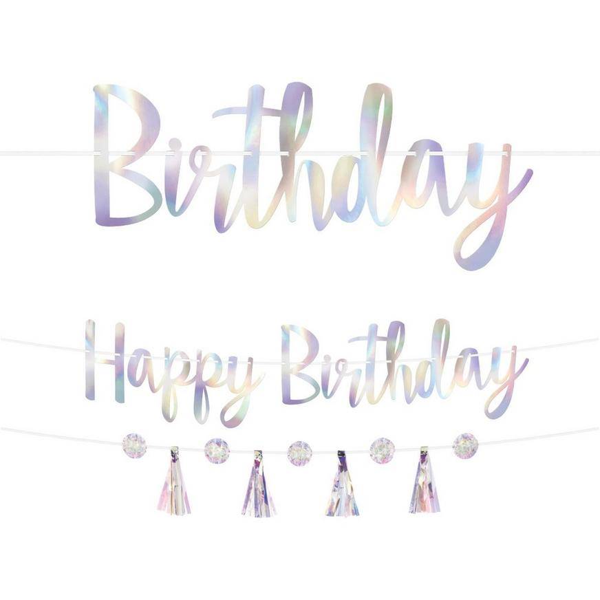 Party City Iridescent Luminous Birthday Banners(2 Ct)