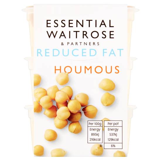 Waitrose Essential Reduced Fat Houmous (3ct)