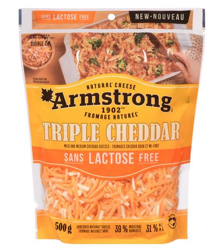 Armstrong Triple Cheddar Shredded Cheese Lactose Free (500 g)