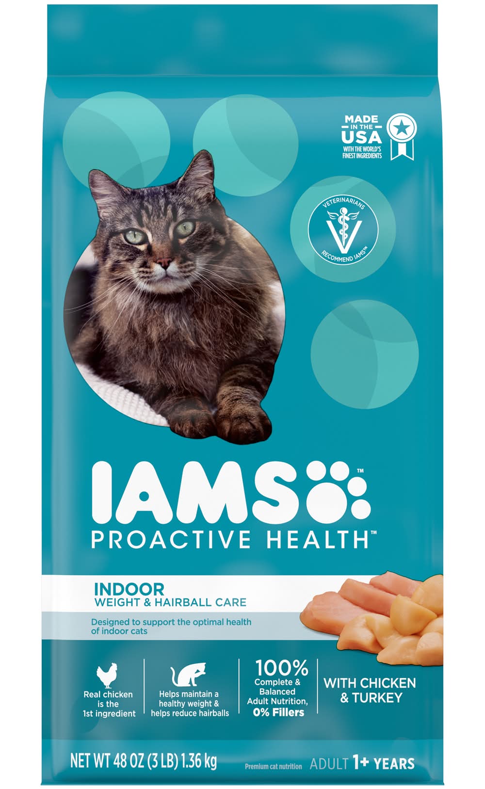 Iams Proactive Health Indoor Weight & Hairball Care Cat Food (3 lbs)