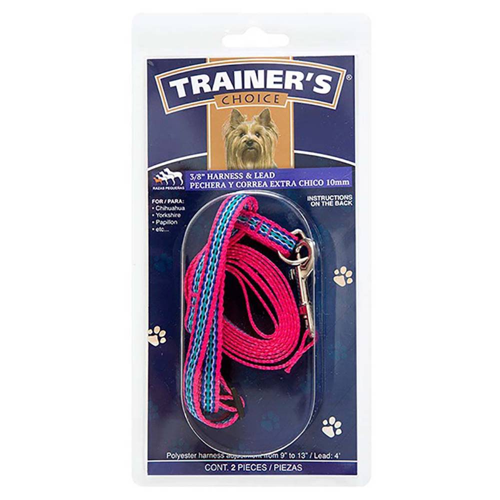 Trainer's choice pechera y correa rosa xs (2 piezas)