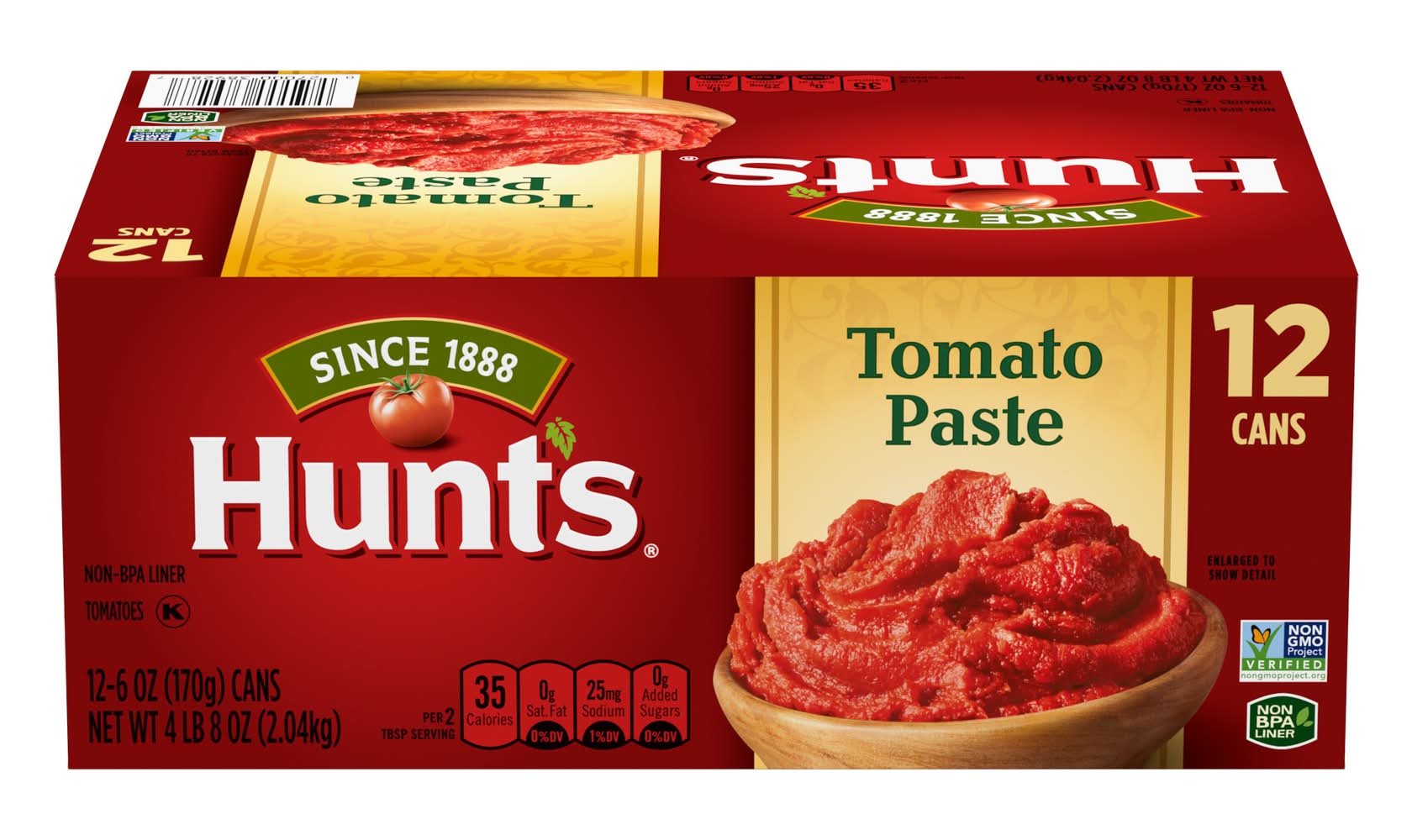 Hunt's 100% Natural Tomato Paste (72 oz, 12 ct)