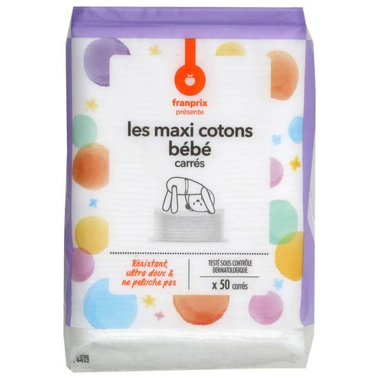 Maxi carrés de coton pour bébé Franprix x50