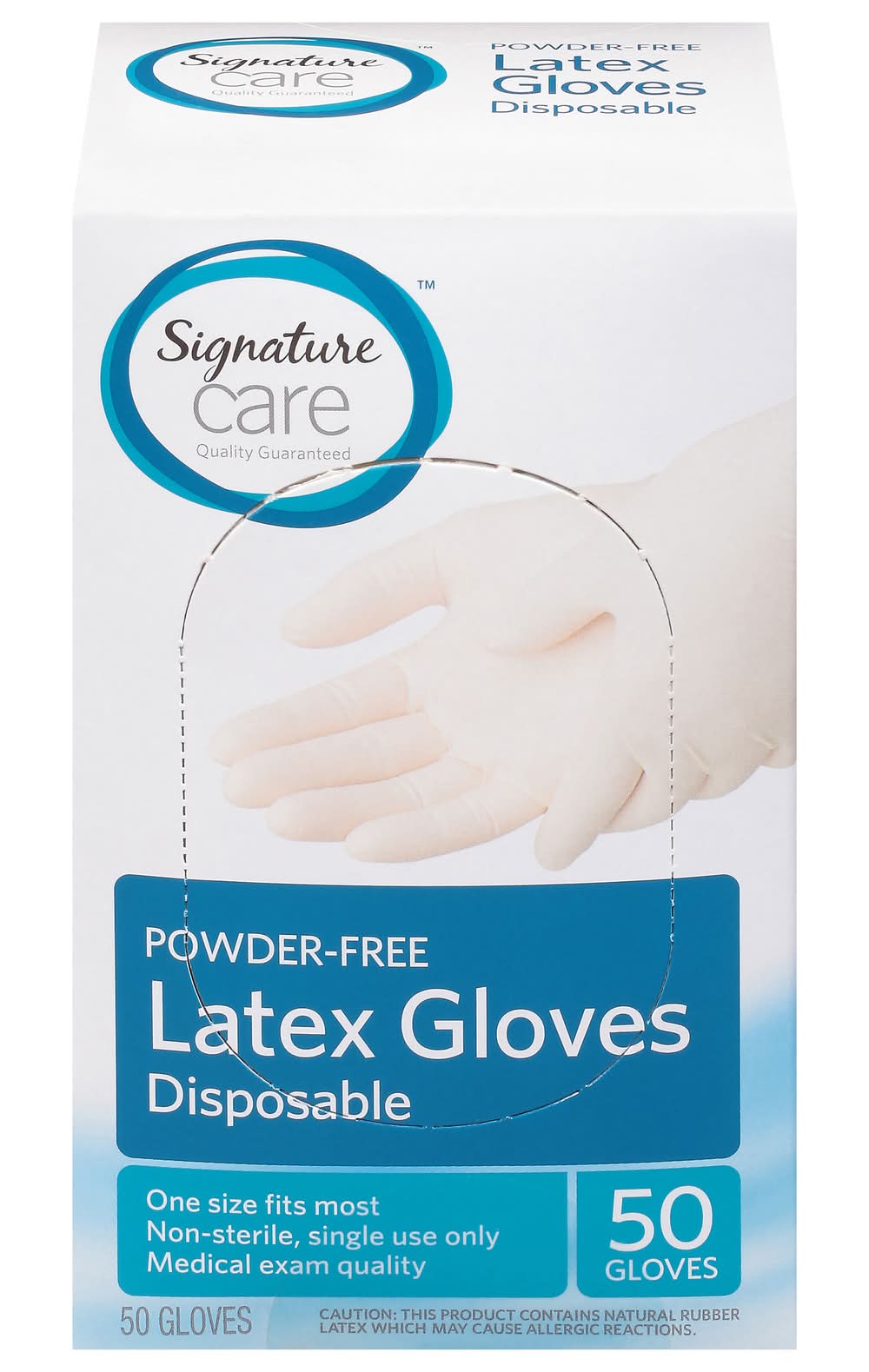 Signature Care Disposable Powder-Free Latex Gloves (50 ct)