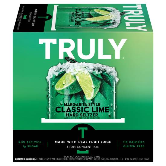 Truly Hard Seltzer Classic Lime Margarita Style Hard Seltzer (6 ct, 12 fl oz)