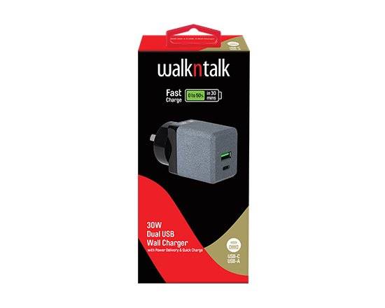 WalknTalk Fast Charge Dual USB Wall Charger 30W