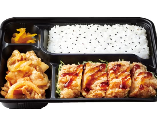 チキン竜田生姜焼き弁当 Crispy chicken tatsuta ginger-fried pork bento