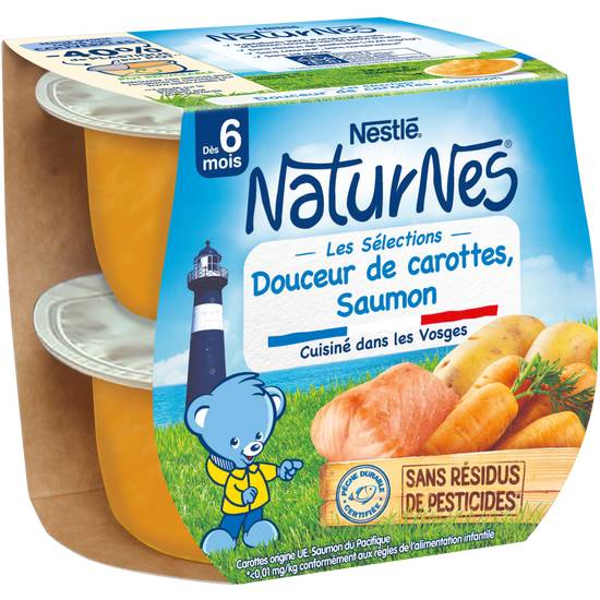 Nestlé - Plat de carottes et saumon pour bébé dès 6 mois (2 pièces)
