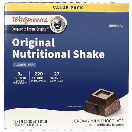 Walgreens Original Nutritional Shake, Creamy Milk Chocolate (16 x 8 fl oz)