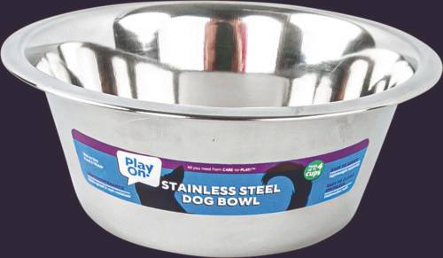 Play on Stainless Steel Dog Bowl