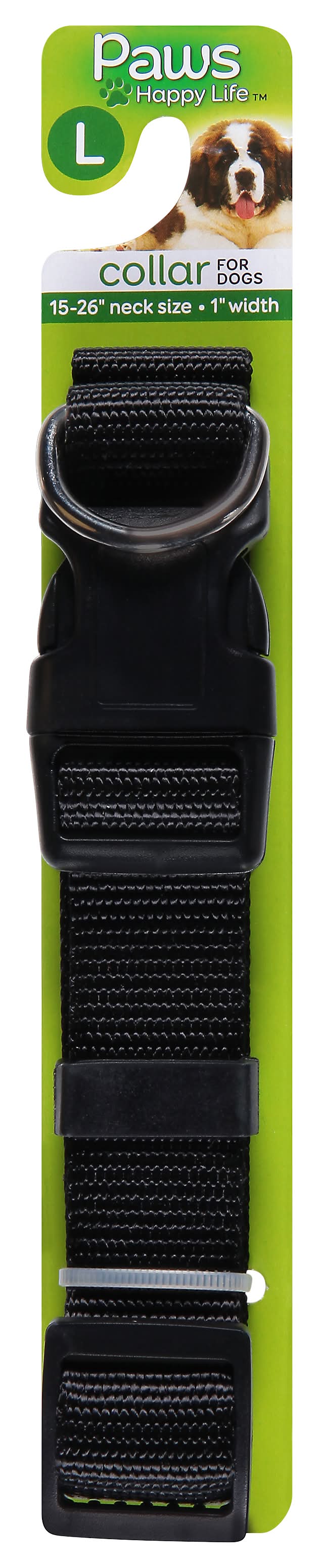 Paws Happy Life Collar For Dogs, L, Black