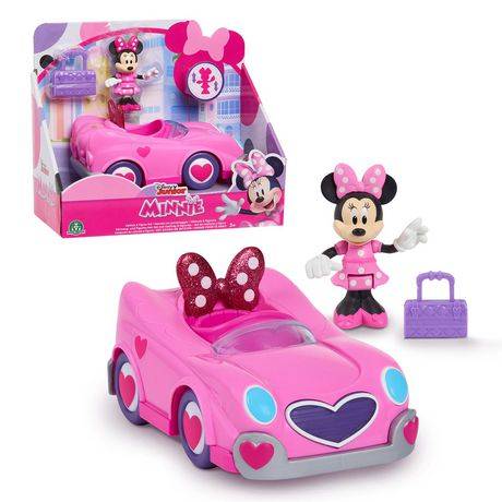 Ensemble de Véhicule et de Figurines Disney Junior Minnie Mouse, Voiture avec Figurine de Minnie Mouse et Accessoires