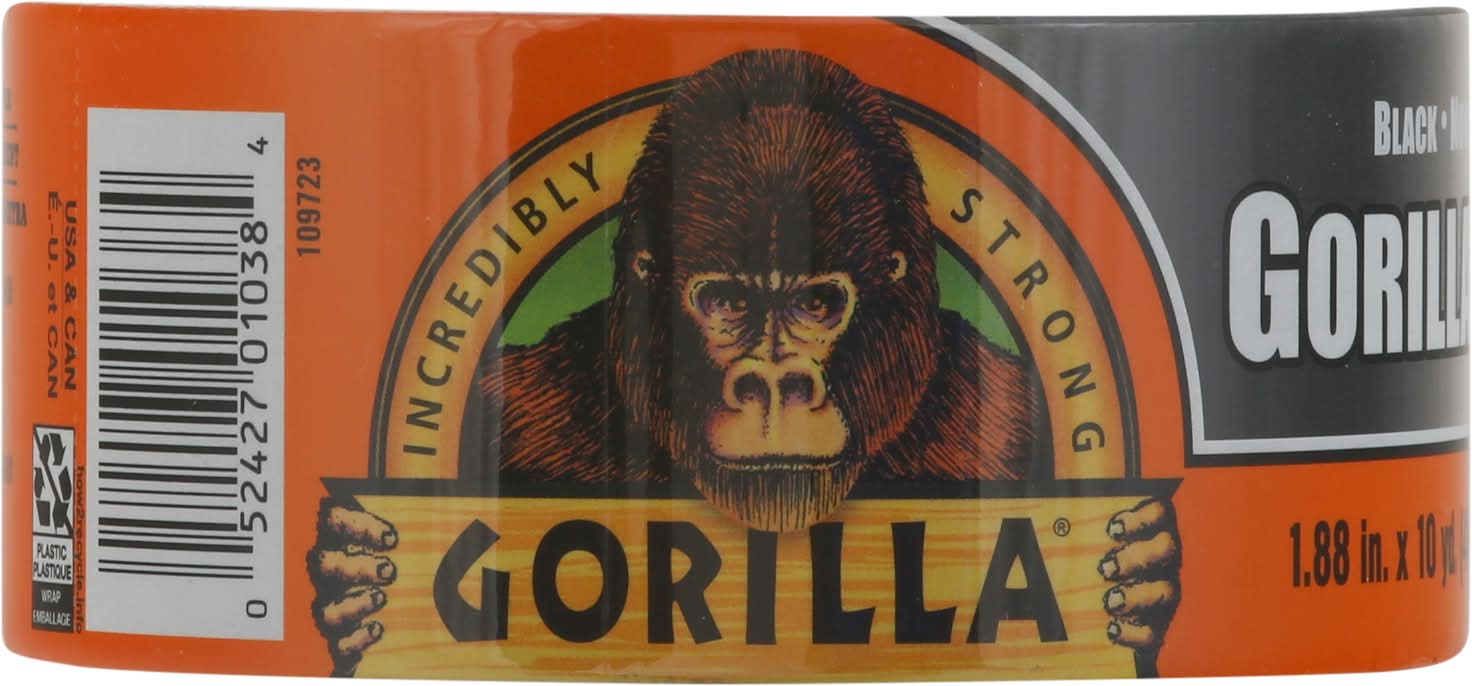 Gorilla Incredibly Strong Duct Tape, 1.88 in x 10 yd, Black