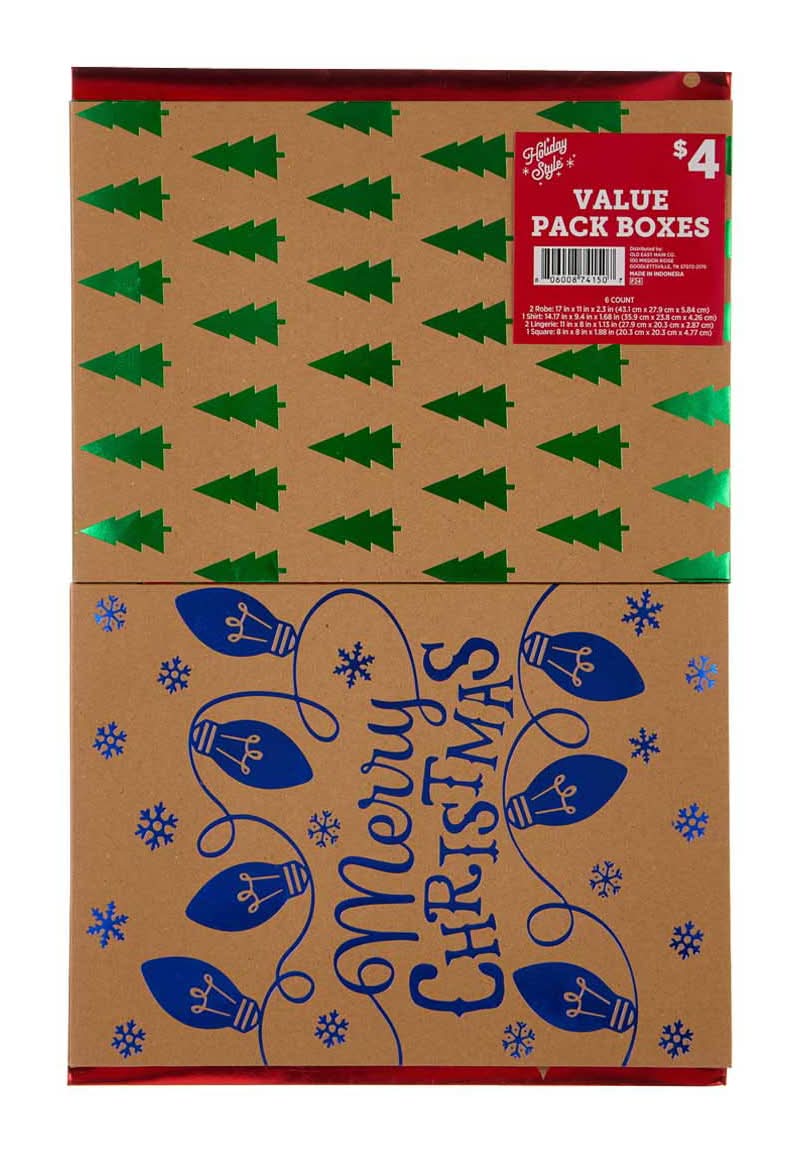 Holiday Style Christmas Happy Holidays Gift Boxes (6 pack)