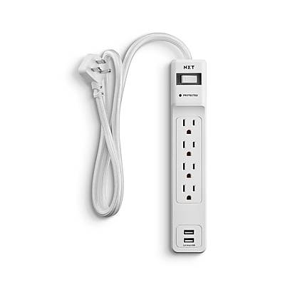 Nxt Technologies 4-outlet 2 Usb Surge Protector Cord (white)