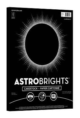 Astrobrights Black Cardstock: 8.5 x 11 Inch Uncoated Paper, 80 Sheets, Multicolored, Art & Stationery Basics