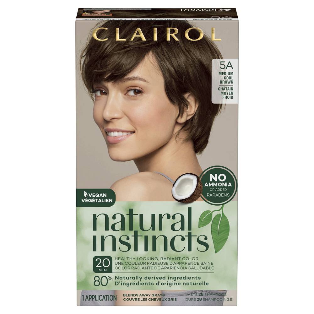 Clairol Natural Instincts Semi-Permanent Hair Color, 5A Medium Cool Brown