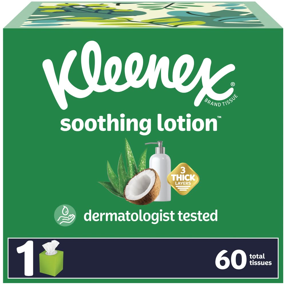 Kleenex 3-Ply Coconut Oil+Aloe Soothing Lotion Tissues (6.4 oz, 60 ct)