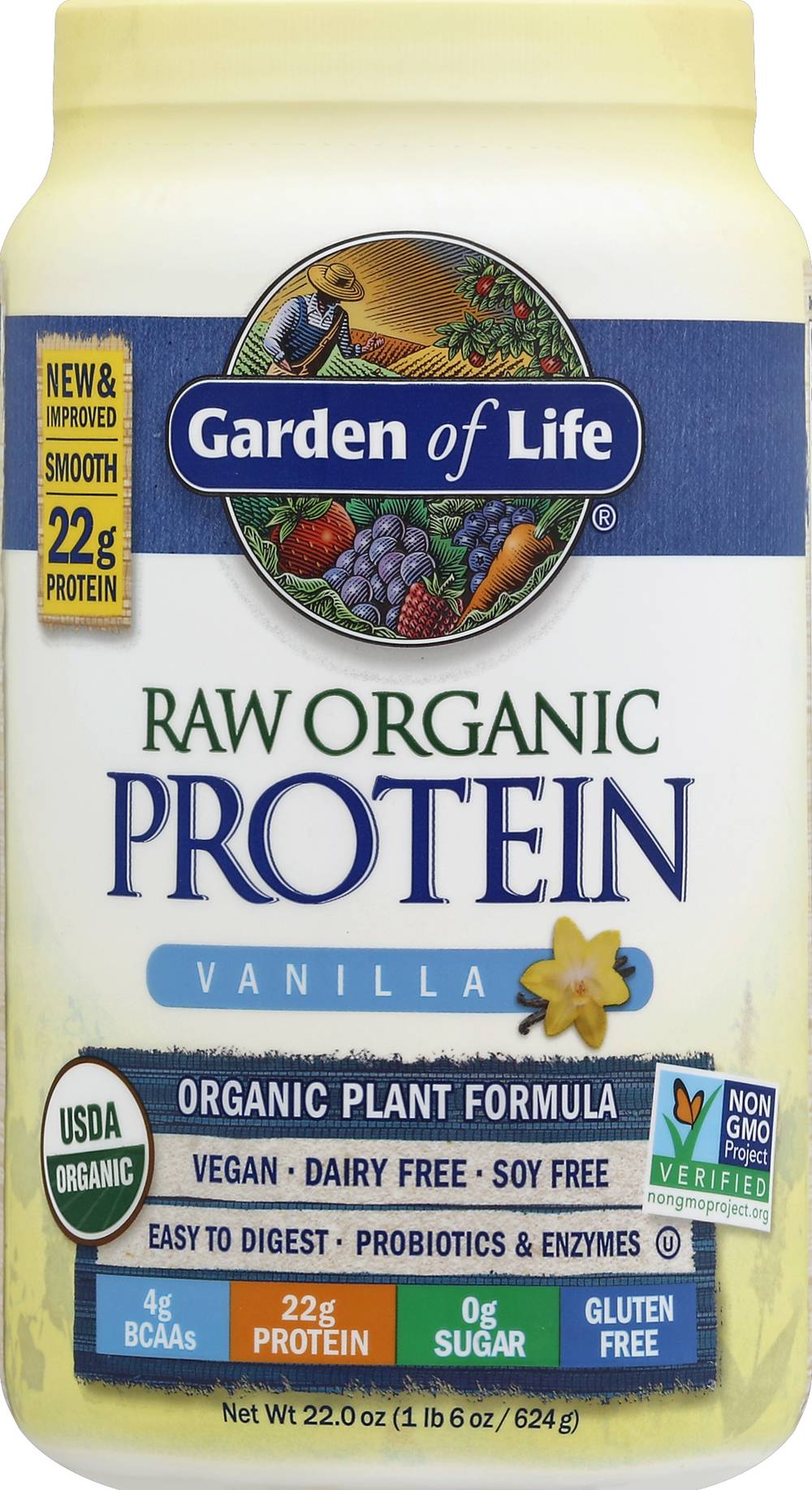 Garden of Life Raw Organic Protein Powder, Vanilla (22 oz)