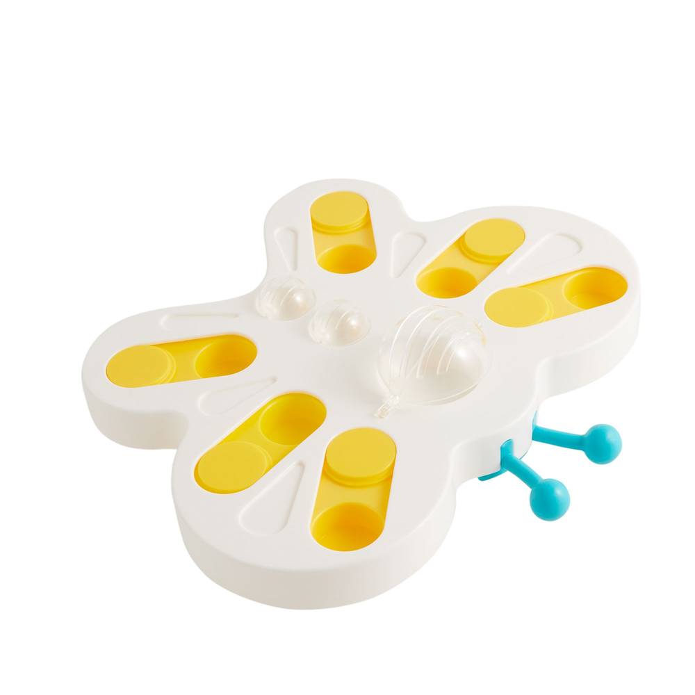 Whisker City Butterfly Treat Puzzle Cat Toy (white-yellow- blue)