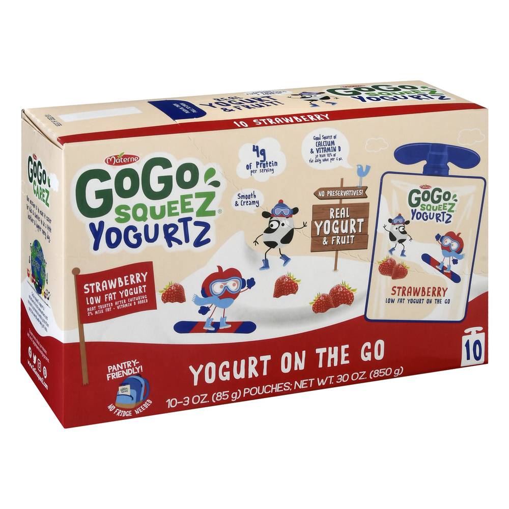 GoGo squeeZ Real Yogurt & Fruit Strawberry Yogurt (10 x 3 oz)