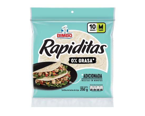 Bimbo tortilla de harina rapiditas 0% grasa (m)(10 un)